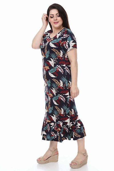 modayız Φόρεμα Πετάγοντας Φύλλα Plus Size 30y-1114