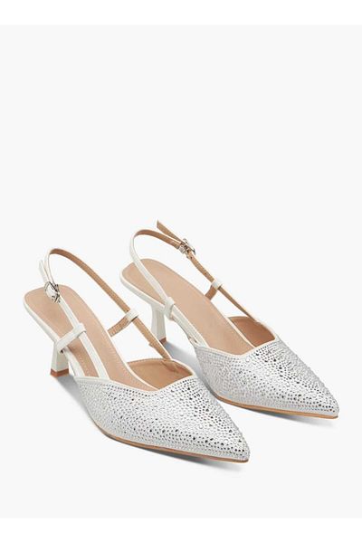 Flora Bella by Shoexpress Flora Bella Embellished Slingback Shoes with Flared Heels and Buckle Closure