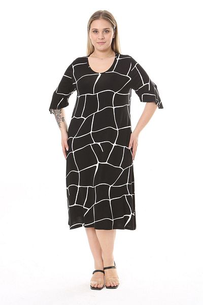 modayız Summer Plus Size Loose Dress 11D-2519