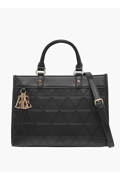 ELLE Quilted Tote Bag with Double Handle and Zip Closure - W 26 x H 19 x D 10 cm