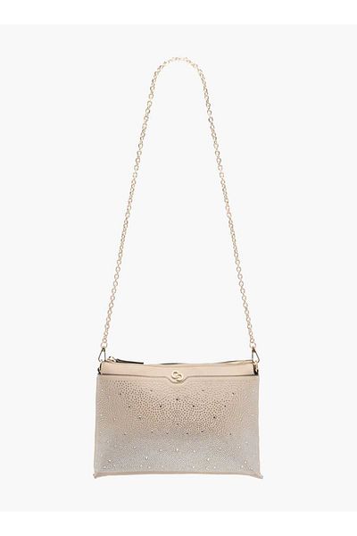 Celeste Embellished Crossbody Bag with Zip Closure and Chain Strap