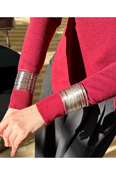 selvi wear with love Tiff Model Gümüş Rengi Kalın Kelepçe Bilezik - Kore İthalatı, Yüksek Kalite