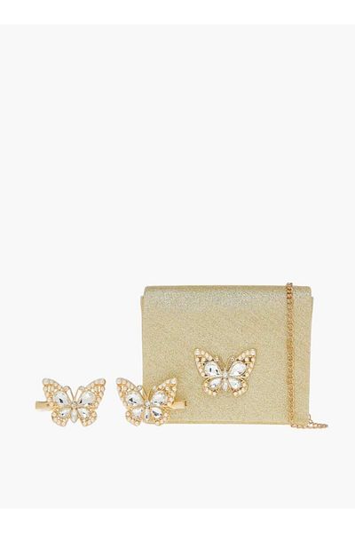 Flora Bella by Shoexpress Flora Bella 3-Piece Glitter Embellished Sling Bag and Hairclip Set
