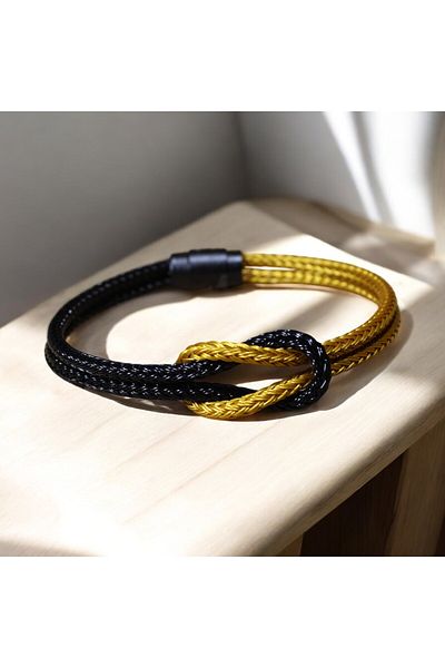 etniko Magnet Steel Bracelet - Yellow Black - for Women and Men with Simple and Stylish Design