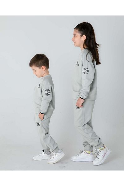 Black One Boys/Girls Adjustable Waist Cycling Collar Tracksuit Suit