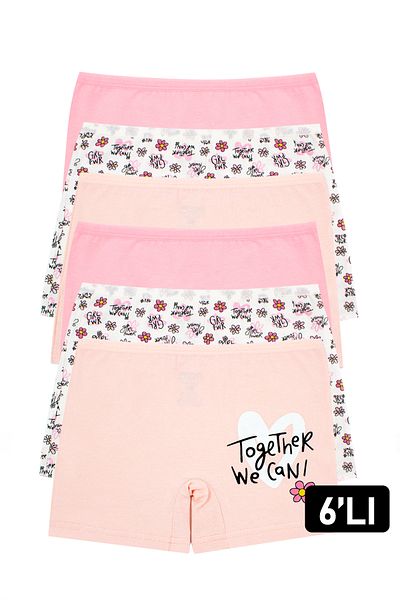Öts Girl's Set of 6 Colorful Printed Lycra Boxers