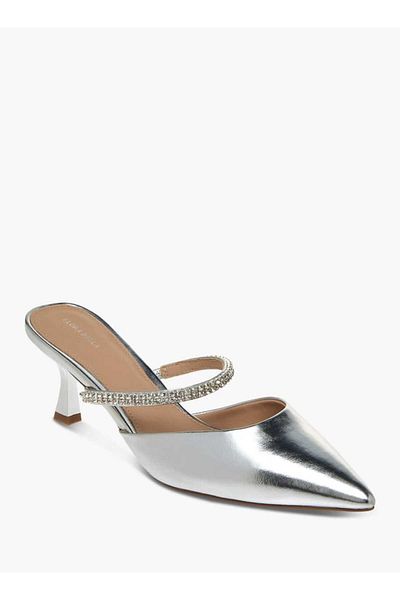 Flora Bella by Shoexpress Flora Bella Embellished Slip-On Mules with Flared Heels