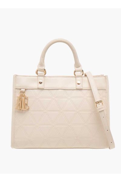 ELLE Quilted Tote Bag with Double Handle and Zip Closure