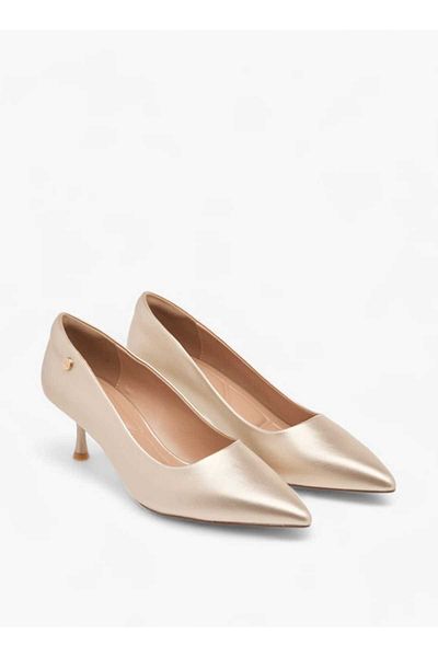 Celeste Women's Solid Slip-On Pumps with Pointed Toe and Kitten Heels