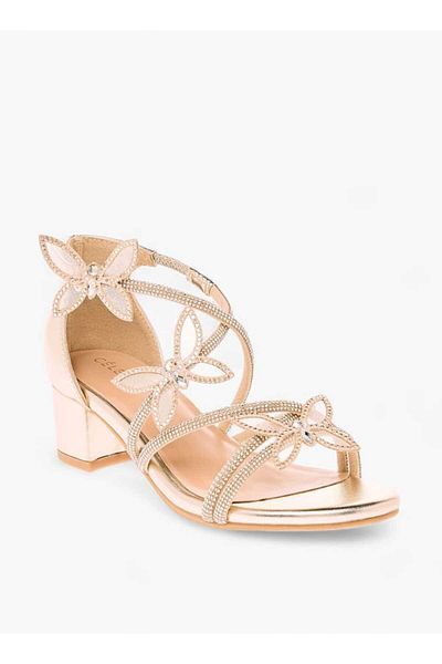 Celeste Celeste Girls' Butterfly Embellished Sandals with Hook and Loop Closure