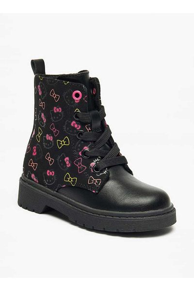 Hello Kitty Printed Low Ankle Boots with Zip Closure