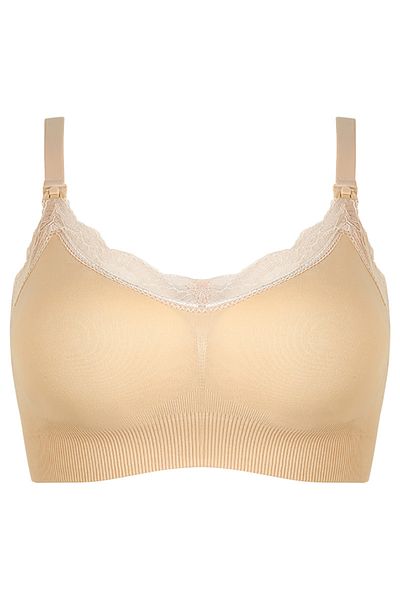 Blooming Blossom - Nursing Lace Trim Bra Nude_XL