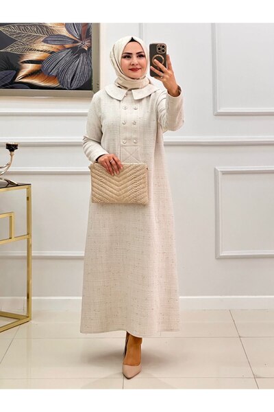 Enans Design Tüvit Elbise Tesettür  Kadın Giyim