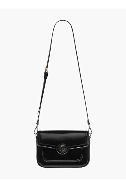 Celeste Solid Crossbody Bag with Detachable Strap and Flap Closure - W 6.5 x H 15 x D 21 cm