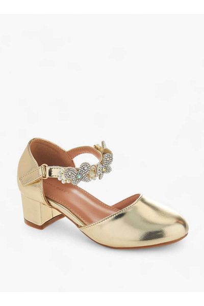 Flora Bella by Shoexpress Flora Bella Floral Embellished Heel Shoes with Hook and Loop Closure
