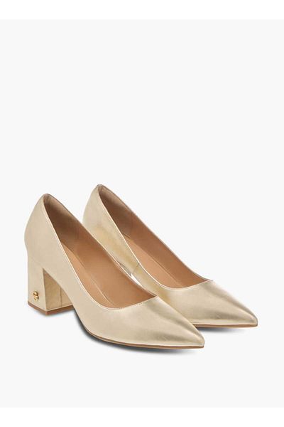 Celeste Women's Solid Pointed Toe Slip-On Shoes with Block Heels