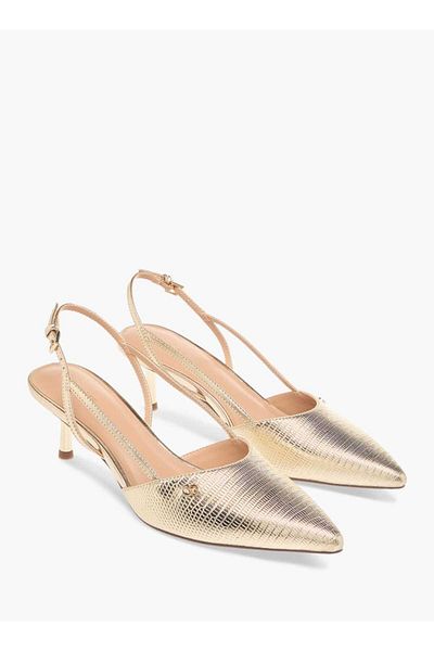 Celeste Women's Textured Slingback Shoes with Buckle Closure and Kitten Heels