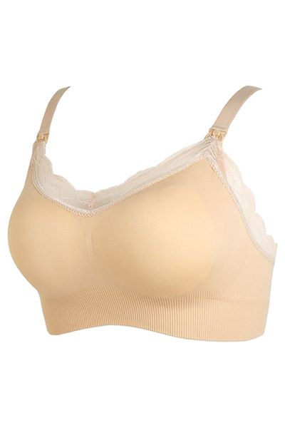 Blooming Blossom - Nursing Lace Trim Bra Nude_XL