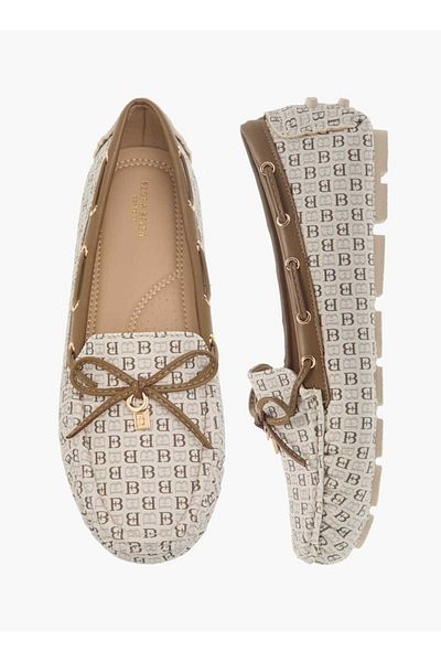 Flora Bella by Shoexpress Flora Bella Monogram Print Bow Detail Slip-On Loafers