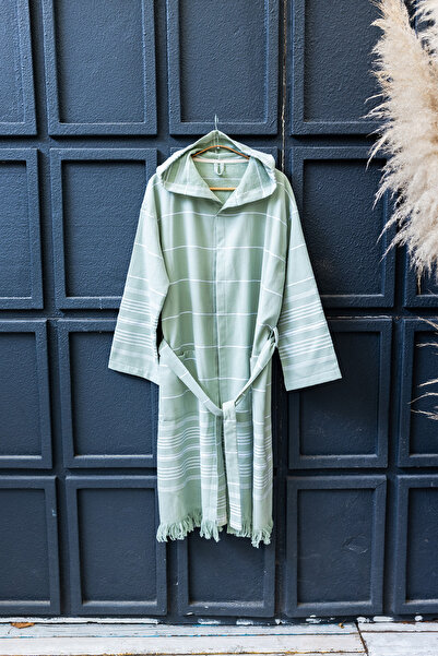 Kikoya Green Raised Terry Peshtemal - 100% قطن، 285 GSM، رداء حمام خفيف وناعم