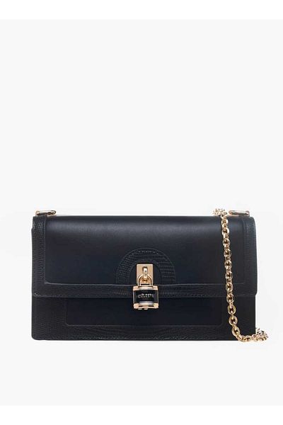 Celeste Lock Detail Crossbody Bag with Button Closure and Chain Strap