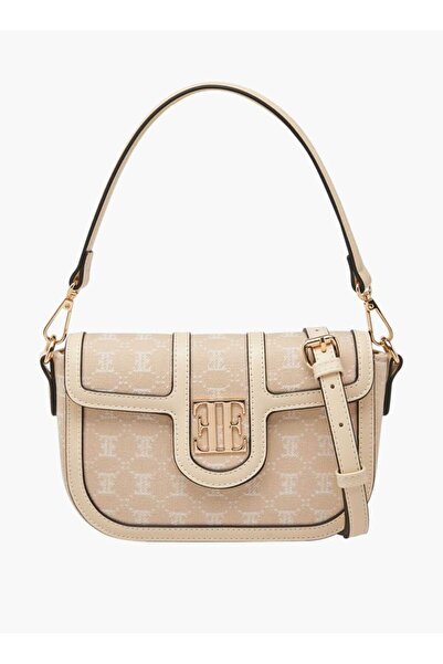 ELLE Monogram Textured Crossbody Bag with Adjustable Strap - W 7 x H 14 x D 20 cm