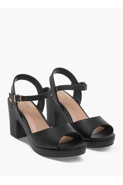 Celeste Women's Solid Sandals with Block Heels and Buckle Closure