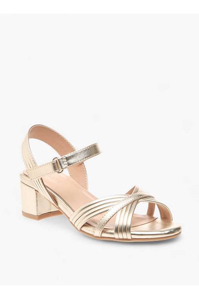 Celeste Celeste Girls' Block Heeled Strappy Sandals with Hook and Loop Closure