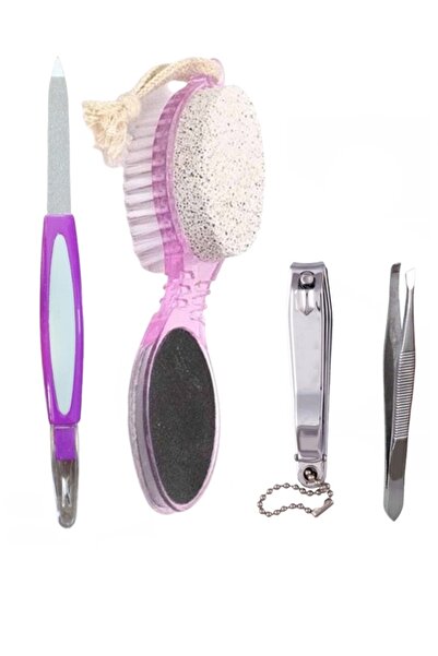 newnet 4'lü Ayak ve Tırnak Bakım Seti,Topuk Törpüsü ve Taşı,Nasır Sökücü,Törpü,Cımbız,Tırnak Makası