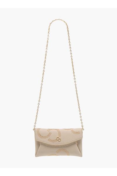 Celeste Stud Detail Clutch with Chain Strap and Flap Closure