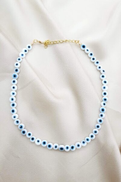 PETEK AKSESUAR Alaçatı Nazar Göz Kolye Beyaz