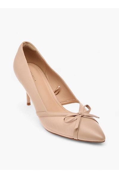 Flora Bella by Shoexpress Flora Bella Bow Applique Slip-On Pumps with Stiletto Heels