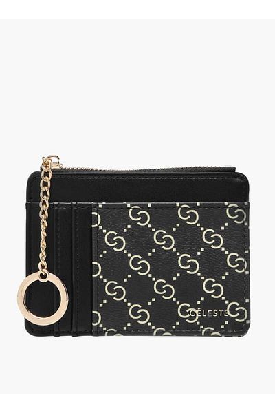 Celeste Monogram Print Wallet with Zip Closure