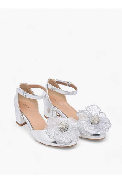 Celeste Girls' Floral Embellished Shoes with Hook and Loop Closure