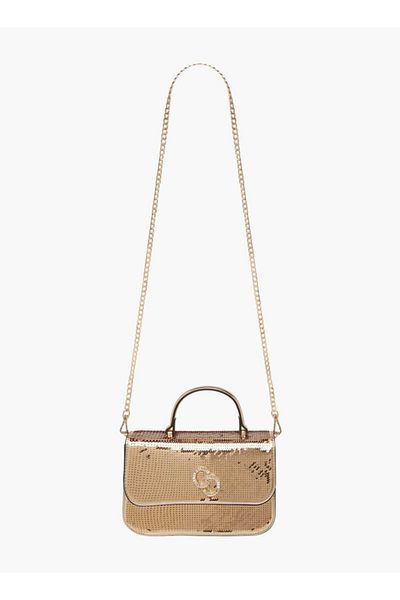 Celeste Celeste Embellished Satchel Bag with Button Closure and Chain Strap