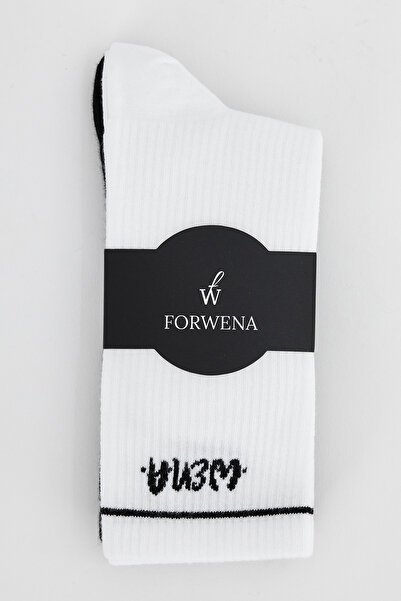 Forwena Комплект от 2 чифта безшевни чорапи за жени, с черно-бял принт