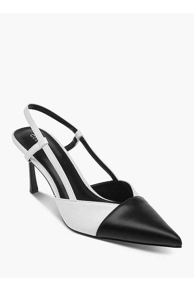 Celeste Women's Panelled Pointed Toe Slip-On Shoes with Stiletto Heels