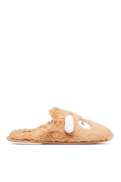 Le Confort Panda Ear Applique Faux Fur Bedroom Mules