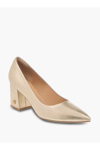 Celeste Women's Solid Pointed Toe Slip-On Shoes with Block Heels
