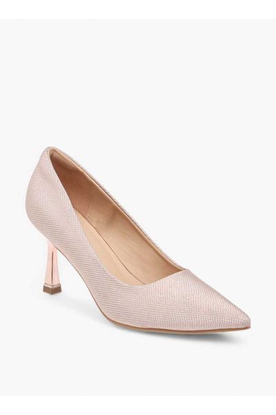 Flora Bella by Shoexpress Flora Bella Textured Slip-On Pointed Toe Pumps with Stiletto Heels