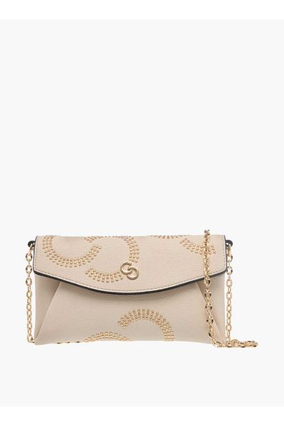 Celeste Stud Detail Clutch with Chain Strap and Flap Closure