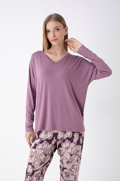ALIN Homewear Plum V-Neck Pajama Set