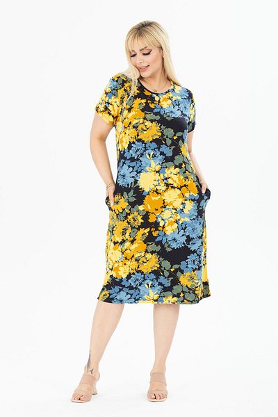 modayız Summer Plus Size Dress with Pockets 34E-2396