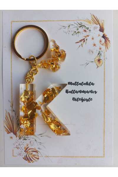 demirbasavm سلسلة مفاتيح مصنوعة يدويًا بحروف EPOXY K