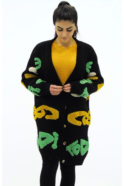 Tuğra Wide Fit Colorful Knitwear Jacket