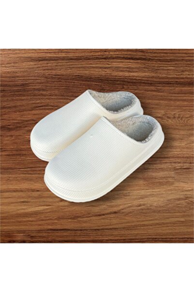 Sonimix erkek krem içi tüylü kaydırmaz hafif taban ofis ev günlük terlik