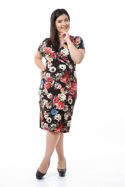 modayız Μαύρο Διπλό Φόρεμα Plus Size 21e-0664