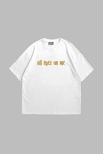 Sekizbiraltı Λευκό μπλουζάκι Unisex με στάμπα All Eyez On Me