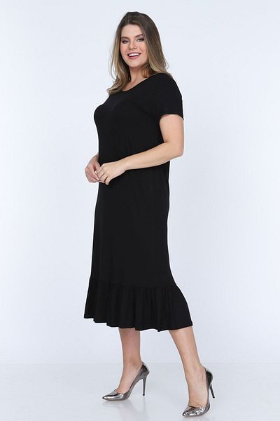 modayız Μαύρο βολάν Φόρεμα Plus Size 11b-0703