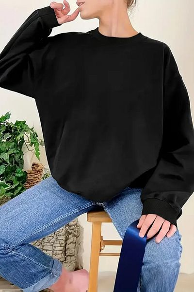Tarz Cool Women's Crew Neck Basic Oversize Sweatshirt